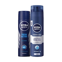 Men Erkek Sprey Deodorant Fresh Active 48 Saat Deodorant Koruması 150ml Ve Men Protect&care Tıraş Jeli 200ml, Kuru Ciltler İçin, Pürüzsüz Tıraş