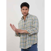 Dufy Yeşil Erkek Slim Fit Çiçek Desenli Klasik Yaka Uzun Kol Gömlek - 104885-yeşil Yeşil