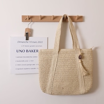 Cc Globall Girişyeni Dokuma Çanta, Çok Yönlü, Geniş Kapasiteli, Tek Omuzlu Hasır Çanta, Tatil Plaj Çantası, Çok Yönlü Kadın Çantası Beyaz Kapalı Beyaz