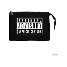 Zepplin Giyim Parental Advisory Siyah Siyah Clutch Astarlı Cüzdan / El Çantası