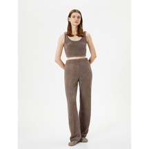 Koton Polar Pijama Altı Beli Lastikli Düz Paça Kahverengi 4wlk40075mk Kahve