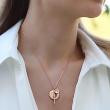 Ay Modeli Rose Gold Kaplama Gümüş Kolye Gümüş