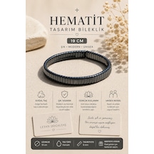 Doğal Hematit Stres Bilekliği 19 Cm Unisex Erkek Kadın Şık Minimal Tasarım Doğal Taş Bileklik Gri Gri