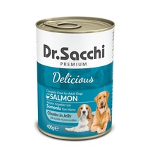 Dr.Sacchi Premium Delicious Somonlu Konserve Yetişkin Köpek Maması 400 G