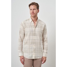Morven Erkek Bej Pamuk Trend Panolu Dynamic Fit Gömlek 25ms004025653 Bej Bej