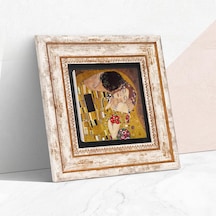 Klimt Öpücük Taş Duvar Tablosu - Çerçeveli Taş Tablo - Dekoratif Duvar Sanatı - Modern Ev Ve Ofis Duvar Dekoru K Diğer