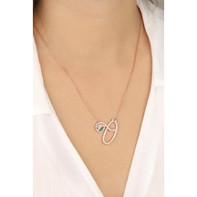 Renkli Gözlü Gümüş Harf Kolye - Ö