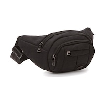 Newish Polo Erkek Siyah Kanvas Kumaş Kulaklık Çıkışlı Bel Ve Omuz Çantası New290 Siyah