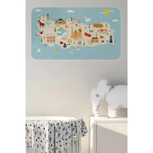 Eğitici Ve Öğretici Cocuk Odası Türkiye Haritası Duvar Sticker-60x105-3879 Renkli