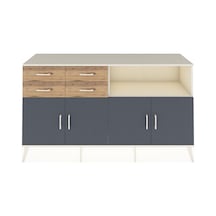 Kronos Konsol 4 Raflı 4 Çekmeceli 4 Kapaklı 176x59x99 Aytaşı-antr Aytaşı-antrasit/çam