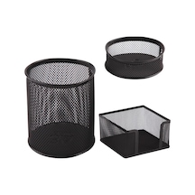 Masa Üstü 3 Lü Set Perfore File Metal Siyah