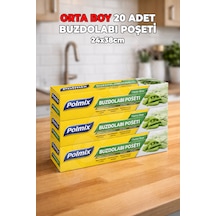 20 Adet Orta Boy Buzdolabı Poşeti - Ekstra Sağlam - Sızdırmaz - Buzluk Poşeti - 24x38cm