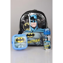 Tek Bölmeli Küçük Boy 32 Cm Yeni Sezon Lisanslı Batman Anaokul Çantası,beslenme Kabı Ve 500 Ml Trıtan Matara Okul Seti Altın