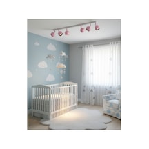Pembe Beyaz Bebek Çocuk Odası Gu10 Led Küre Altılı 6lı Hareketli Başlık Tasarruflu Spot Tavan Avize Siyah