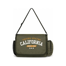 Sevbano California Baskılı Unisex Okul, Spor, Ofis Çok Amaçlı Postacı Çan Haki