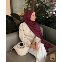 Luluscarf Rami Pamuk Düz Renk Yumuşak Tesettür Şal Bordo