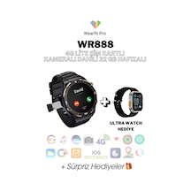 Wearfitpro Wr888 4g Lite Sim Kartlı Kameralı 32gb Aı Destekli Nfc Gps 39mm Yuvarlak Akıllı Saat + Ultra Watch