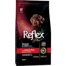 Reflex Plus Junior Kuzu Etli ve Pirinçli Orta ve Büyük Irk Yavru Köpek Maması 3 KG