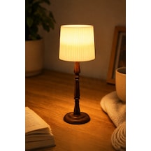 Mini Masa Lambası 14 Cm Led Tealight Uyumlu Ahşap Görünümlü Gece Lambası Sıcak Ortam Aydınlatması Mini Masa Lambası - 896939036