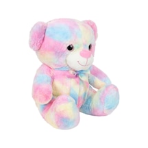 Gökkuşağı Renkli Peluş Ayı 45 Cm Açık Gri