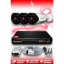 Bayicam 3 Kameralı Uzay 3 Dış Kamera Set HDD'siz Full HD Gece Görüşlü Güvenlik Kamerası Sistemi
