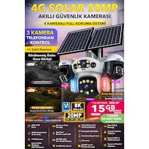 20mp 3 Hareketli 4 Kamera Sım Kartlı 4g Solar Güneş Enerjili Güvenlik Kamerası Sd Kart İnternt Dahil