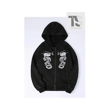 Tarzsokak Double Dragons Sweatshirt Fermuarlı Hırka Siyah