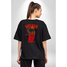 Rukawa Kaede Anime Basketbol Karakteri Pamuklu Unisex Oversize Sırt Dijital Baskılı Siyah T-shirt Siyah