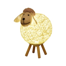 Çocuklar İçin Kısılabilir Led Gece Lambası Sevimli Koyun Uzaktan Kumandalı İplik Topu Tasarımı El Dokuma Abajur Ay Lambası Zamanlayıcı Fonksiyonlu Gri