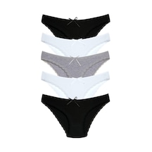 New Lilla 1101 Bikini Kadın T. Dantelli Külot Paketi (555344023) Beyaz - Gri - Siyah