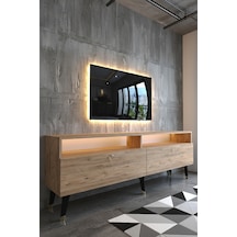 Resital Ledli Tv Sehpası - Led Işıklı - Gold Çam - Gl9016-6 Atlantik Çam