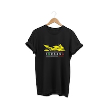 Yellow Racing Motor - Sarı Yarış Motorsikleti Baskılı Tshirt Siyah
