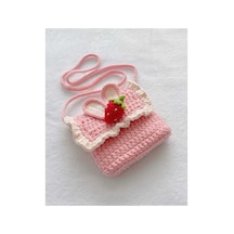 Melonndesign Karpuz Model Organik Handmade % 100 Manyetik Mıknatıslı Cotton Çocuk Çantası Pembe