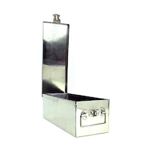 Katlanır Saplı Kilit Kutusu - Değerli Eşyaları, Nakit, Mücevher Ve Silahları Güvence Altına Almak İçin İstiflenebilir Tasarımlı Dayanıklı Metal Saklama Sandığı Gümüş