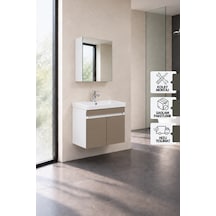 Sedef 60 Cm, Lavabolu Banyo Dolabı, Lavabo Dahil, Ayna Dahil, Beyaz - Dafne