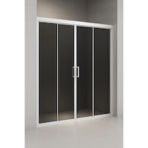 Duşakabin Füme Temper Cam Ön Cephe Beyaz Profil - Yükseklik: 190 Cm Beyaz