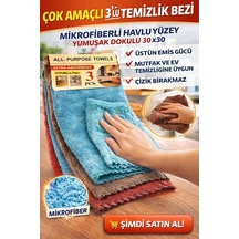Çok Amaçlı 3'lü Temizlik Bezi Mikrofiber Havlu Yumuşak Dokulu 30x30 Cm Çok Renkli