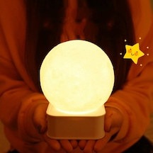 Sese Ve Dokunmaya Duyarlı Silikon Dolunay Gece Lambası Renkli N11.1205 Çok Renkli