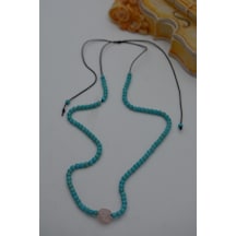 Stoneage Jewellery Pembe Kuvars Ve Turkuaz Taşlı Metalsiz Kolye N11.38914 Kırmızı