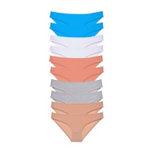 10 Adet Süper Eko Set Likralı Kadın Slip Ten Gri Beyaz Pudra Mavi Çok Renkli