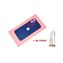 Apple Uyumlu iPhone 12 Mini Arka Pil Batarya Kapağı Cam+b-7000 Lacivert