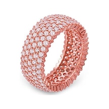 Beş Sıra Tam Tur Taşlı Bayan Gümüş Yüzük Alyans Tgy09 - 31175461