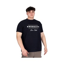 Mode Xl Büyük Beden Erkek Tişört Baskılı Brooklyn Waffle U25002 Lacivert Lacivert