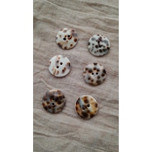Doğal Tiger Hakiki İnci Midye Kabugu Düğme 20 Mm 6 Adet