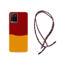 Vivo V21 Kılıf Rasta Boyun Askılı Sarı Kırmızı Boya 1708