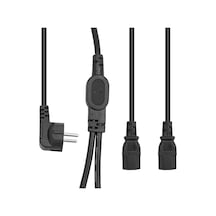 Parcbeny 17972 Çift Güç Çıkışlı 1.8 Metre Pc Power Kablosu Dişi Iec C13 Ac220v Tek Priz
