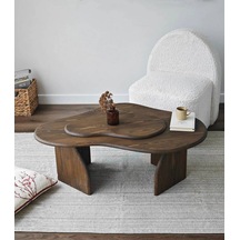 Meltedi Masif Ağaç Tasarım Orta Sehpa 96 X 65cm Ceviz