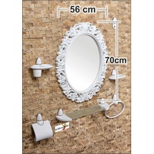 Büyük Dev 70Cm Elips Aynalı 7 Parça Fırçalıklı Ayna Seti