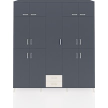 Hyperion Dolap 10 Raflı 2 Çekmeceli 4 Askılı 220x44x243 Antrasit-antrasit/aytaşı Antrasıt/aytası