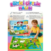 Eğitici Çiftlik Halısı - Sesli ve Işıklı Dokunmatik Bebek Aktivite Oyun Matı 48x60 CM